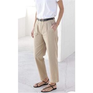 AYR‎ The Metropolitan Pleated Twill Trouser Khaki Cream Tan Sz 2